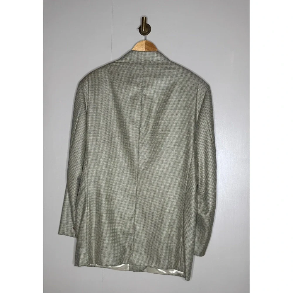 Zanieri Lanificio Galtes Silk Wool Blazer Mens 46R Tan Olive Check Made in Italy